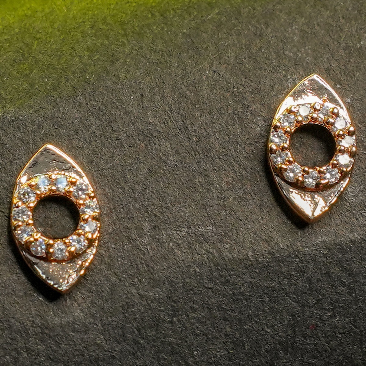 AD Full Stone Rose Gold Polish Earrings